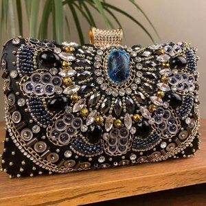 Black & Gold Jewel Encrusted Evening Bag